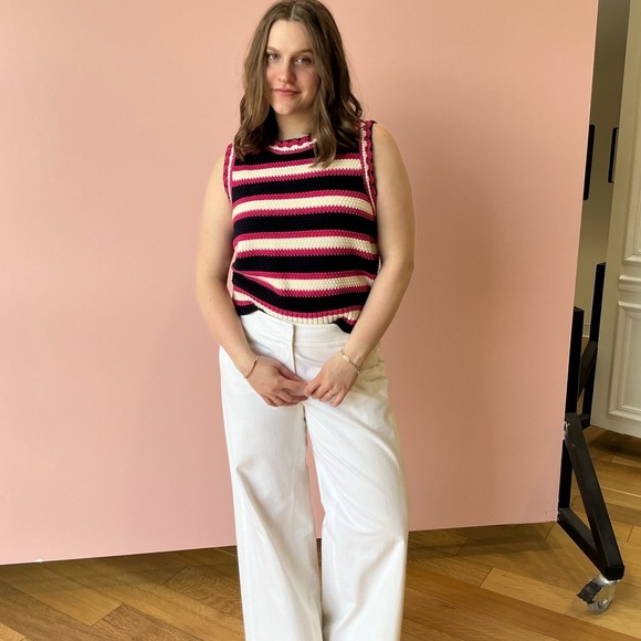 Striped Pink and Black Sleeveless 100% Cotton Top, Brand New with Tags! - Picture 4 of 10